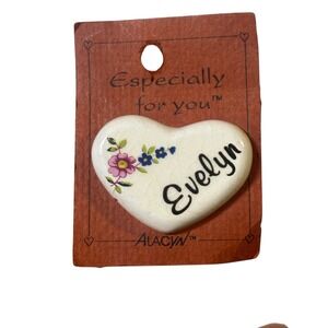 ALACYN Evelyn Heart‎ Pin Flower Ceramic Vintage Enameled Pin